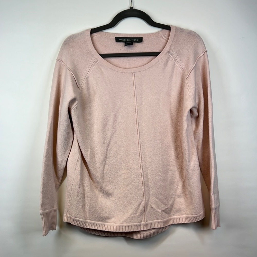 French Connection Women's Light Rose Pink Embellished Long Sleeve Sweater Size S